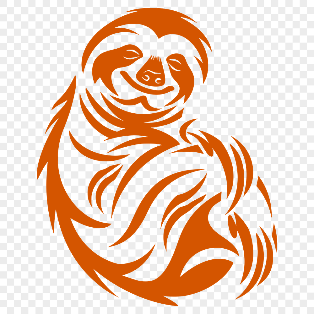 Beautiful Sloth In SVG & DXF