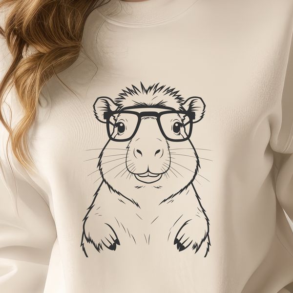 Vector Illustration of a Cute Capybara A digital illustration of a capybara wearing glasses, created in vector format.