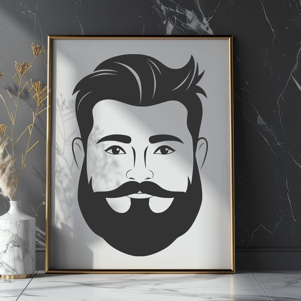 A male figure with a well-groomed beard, represented as a vector graphic.