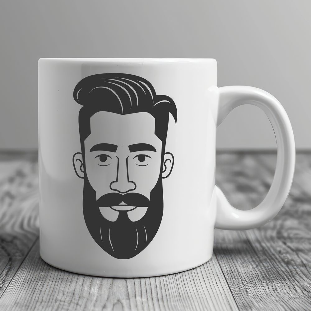 Male Figure SVG Design A digitally created image of a male figure with facial hair.