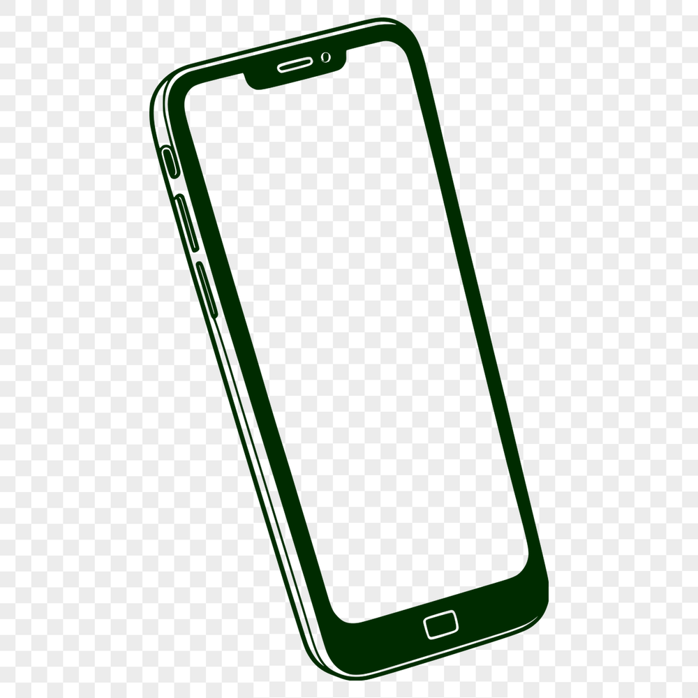 A detailed illustration of a mobile phone with a modern design.