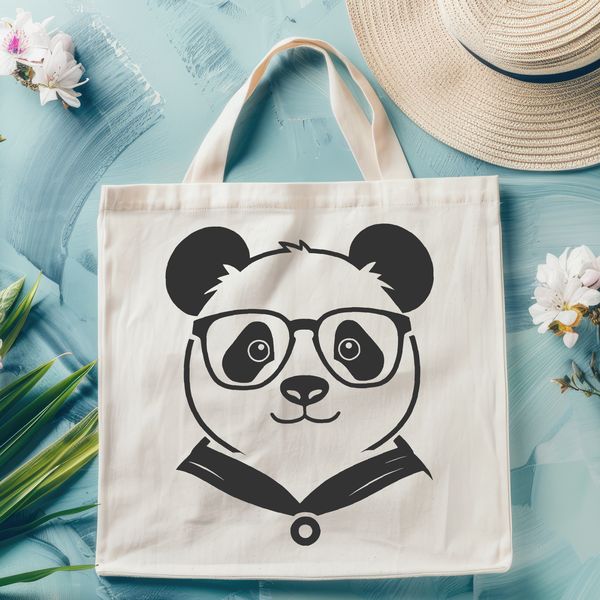 Adorable Panda Wearing Specs An illustration of a panda wearing glasses, created as vector art.