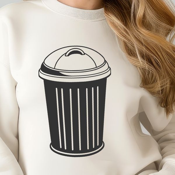 Modern Waste Bin Design A white waste bin with a lid on top in a modern design.