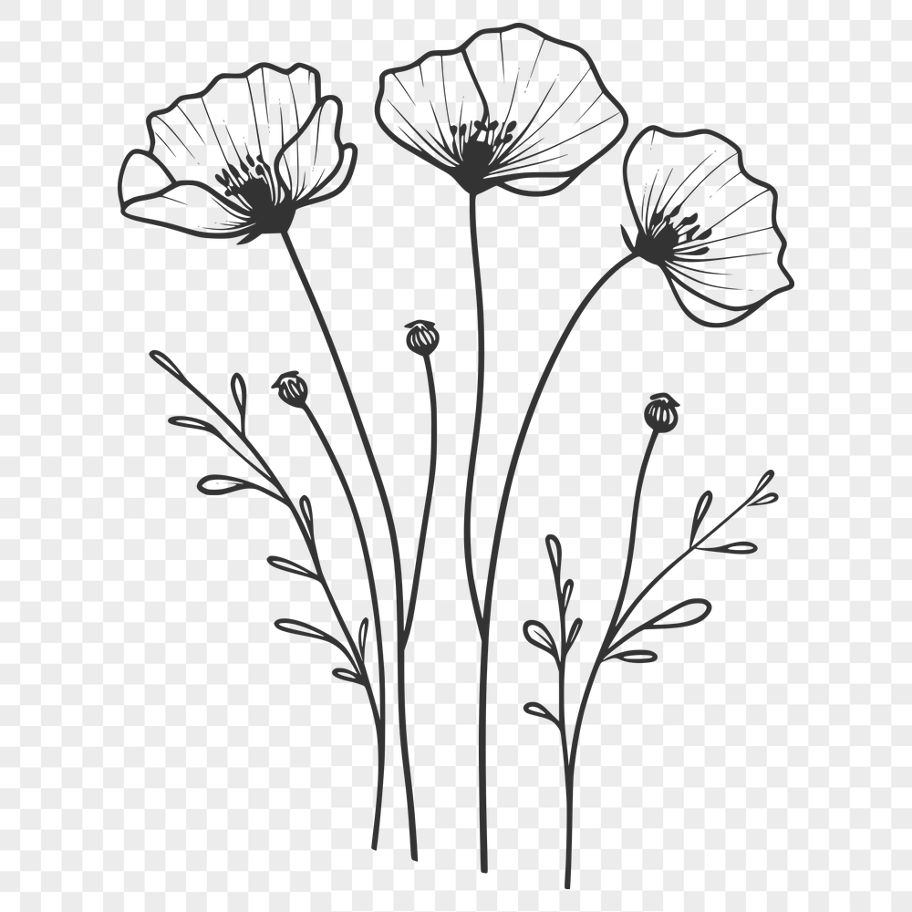 Stunning Wild Flower Printable Artwork In SVG For Free Download