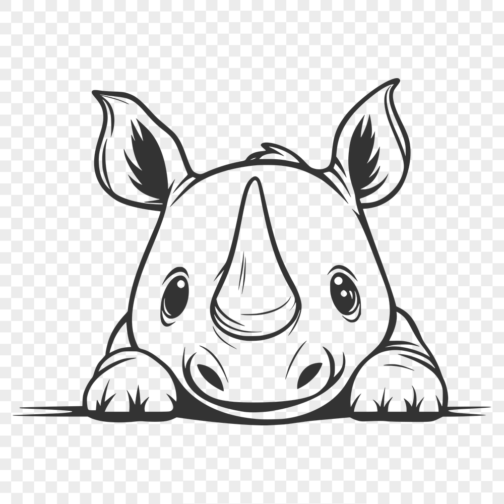 Peeking Rhino Vector Craft File - Free SVG