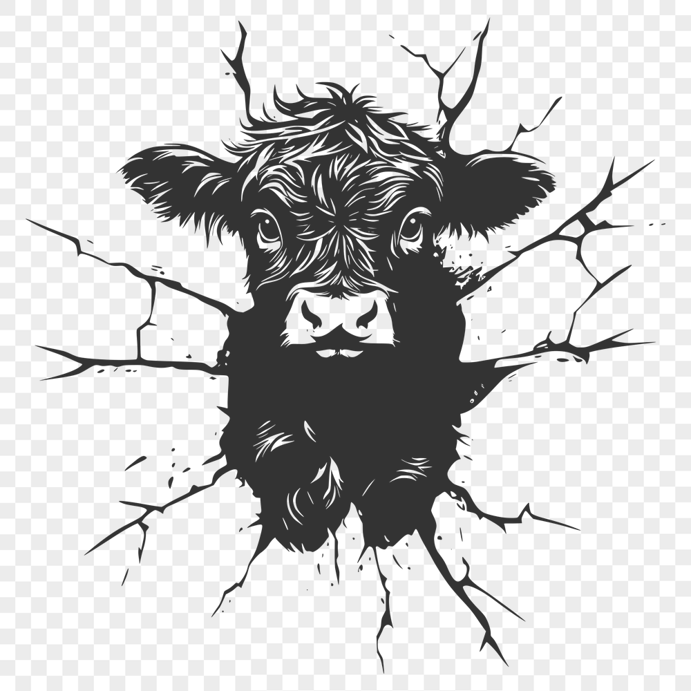 Artistic Highland Cow - SVG For Commercial Use