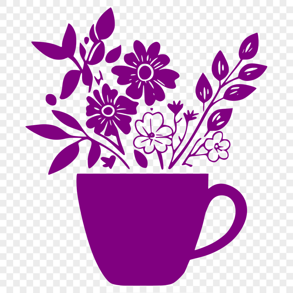 Floral Coffee In PNG For Free Download