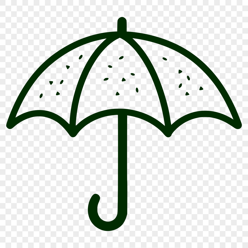 Compact Umbrella Illustration in Simple Vector Design A simple line drawing of a compact umbrella with a rounded canopy and sturdy ribs.