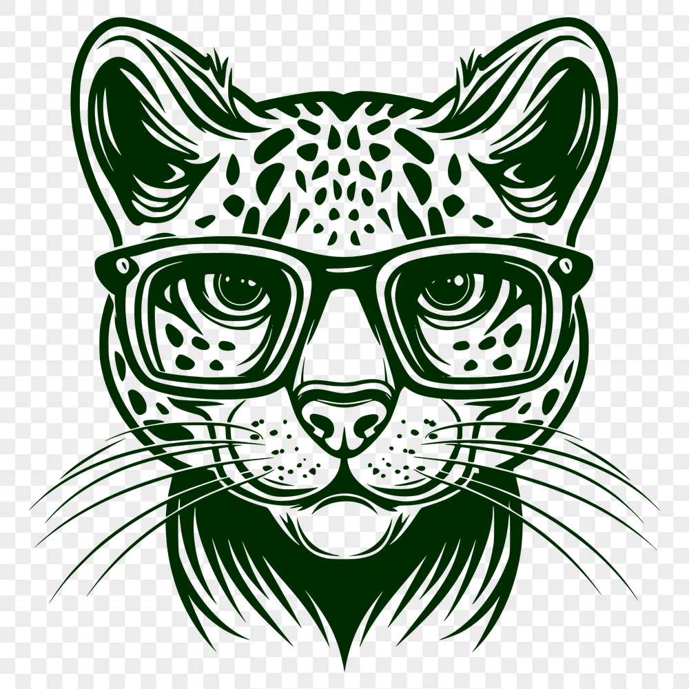 Beautiful Big Cat Wearing Glasses PNG