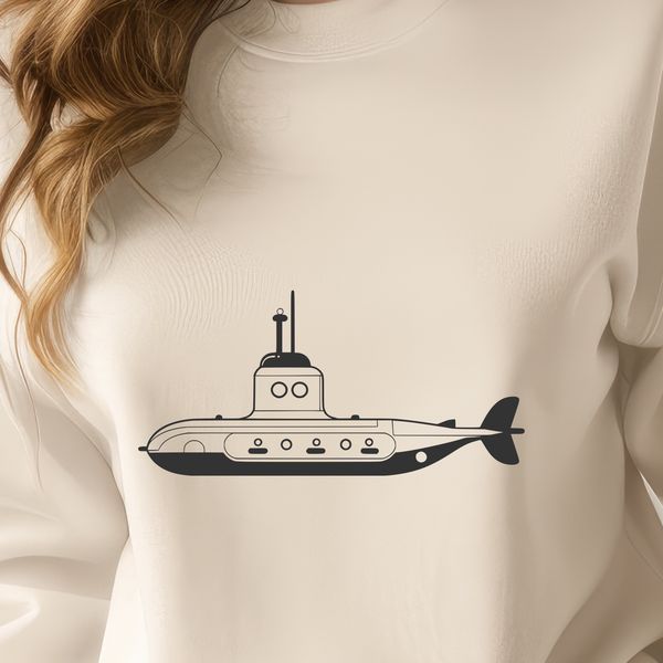 Military Submarine Design Vector Art A detailed illustration of a military submarine in vector format.