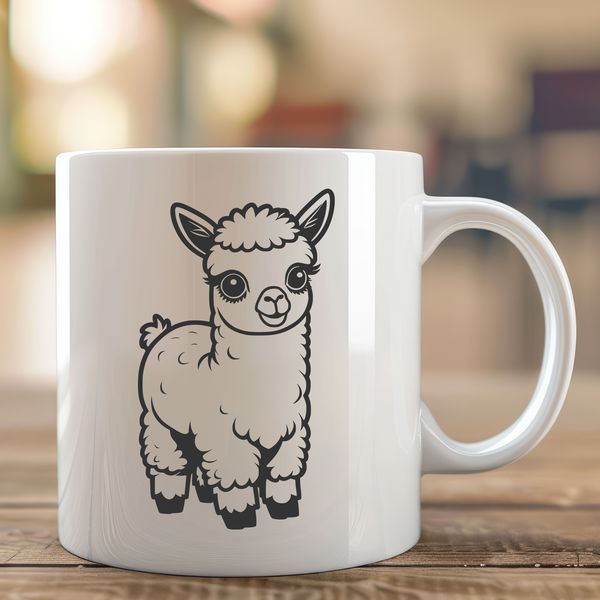 SVG illustration of a calm alpaca in a natural setting.