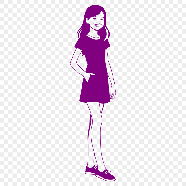 Minimalist Girl Character SVG Illustration An SVG image representation of a girl character in a minimalist design style.