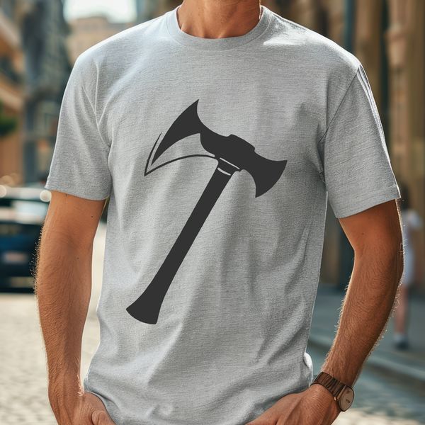Wooden Handle Metal Head Vector Art An illustration of a traditional axe with a wooden handle and metal head, suitable for vector art designs.
