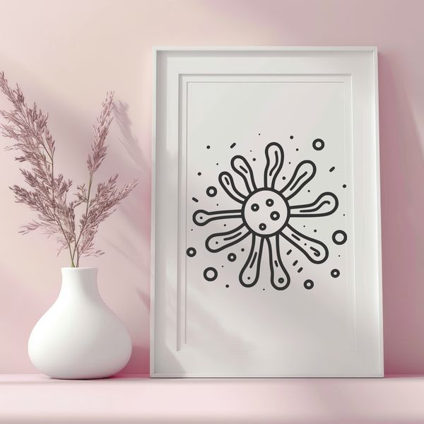 Microscopic bacteria illustration with detailed features Close-up illustration of a single bacterial cell with detailed features.