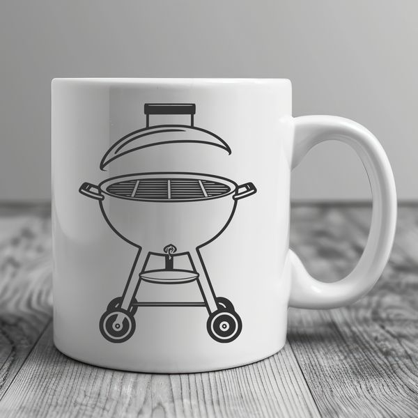 Backyard BBQ Essentials Vector Graphic A vector graphic illustration of a backyard BBQ setup with grill and utensils.