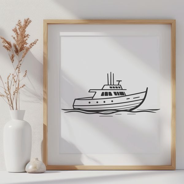 Boat Clip Art Illustration A high-quality SVG file illustration of a boat, suitable for digital design and cutting machine applications.