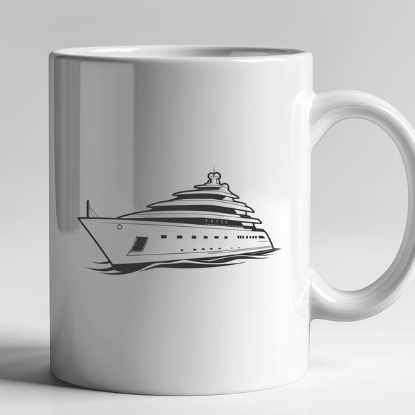 Line Art Yacht Design A simple line art illustration of a boat with a sleek design.