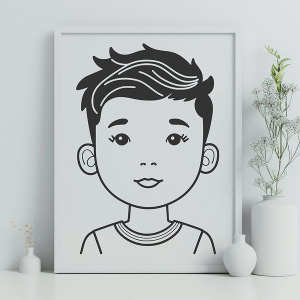 Colorful Character Vector Young boy standing in front of a colorful background, designed as a reusable vector template.