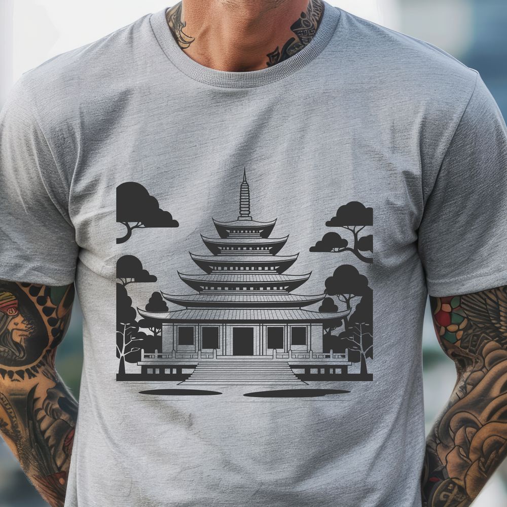 Elegant Buddhist Temple Design Buddhist temple architecture with intricate details and ornate design elements in vector format.