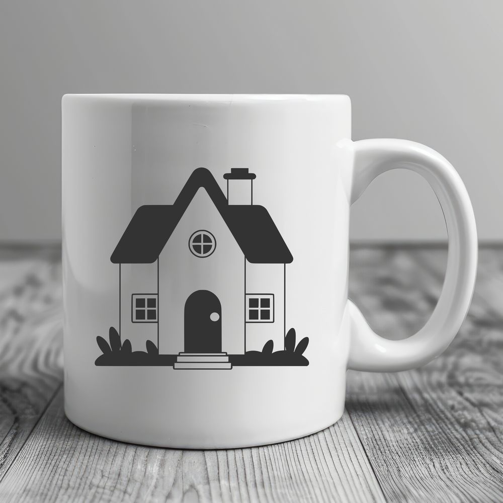 Cozy Single Story Residence Illustration A simple 2D illustration of a residential house with a single story and a pitched roof.