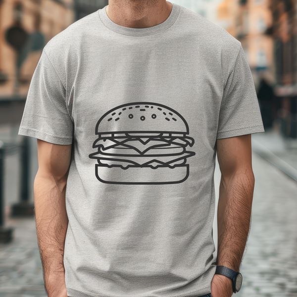 Beautiful Hamburger Vector Art A detailed illustration of a classic hamburger with condiments on a bun, designed as a vector graphic.