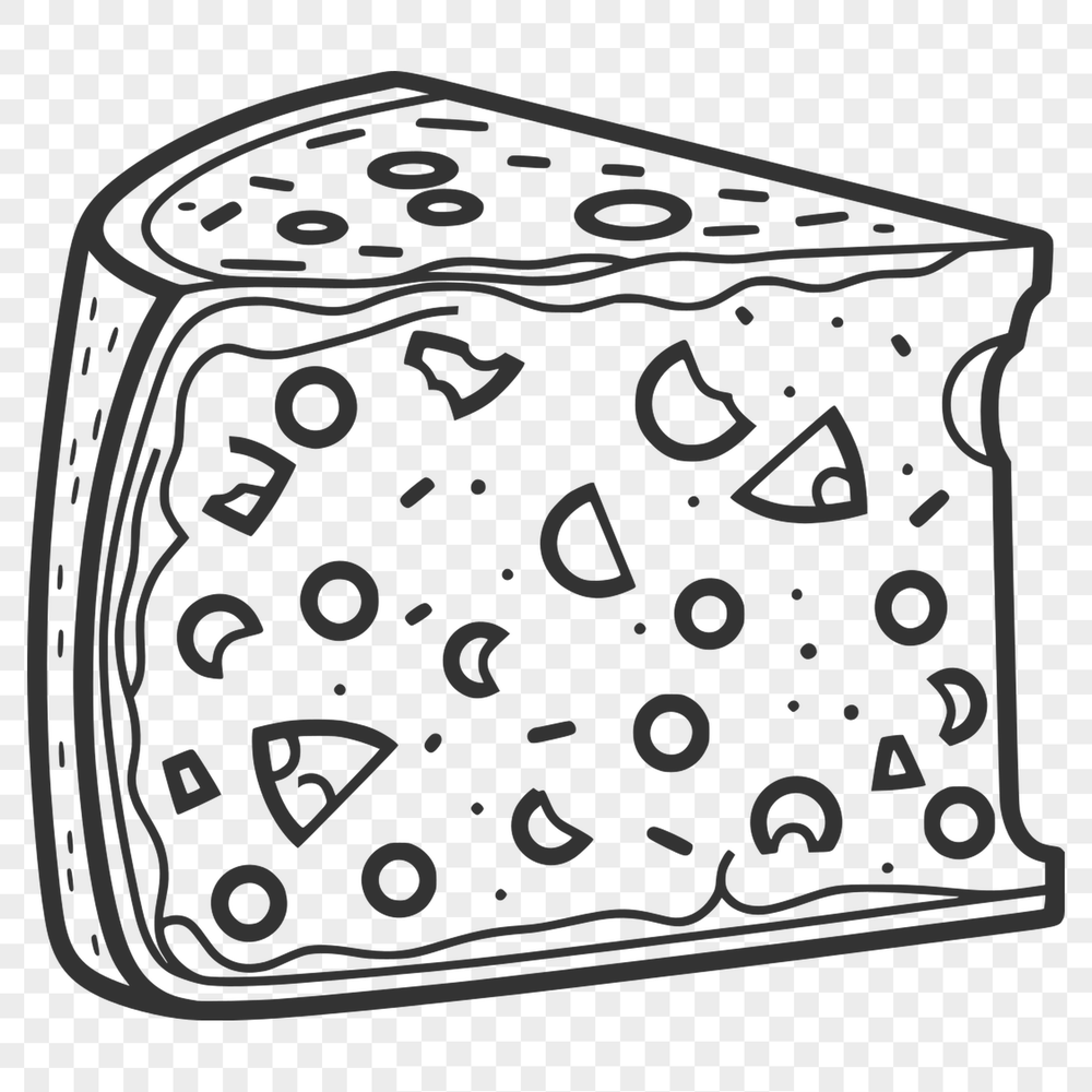 Wedge Cheese Illustration A digital illustration of a wedge-shaped cheese with detailed texture and design, suitable for vector art projects.