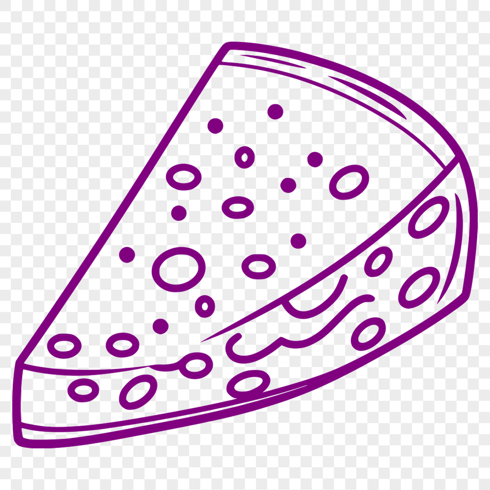 An SVG graphic representation of a slice of cheese with clean lines and crisp edges.