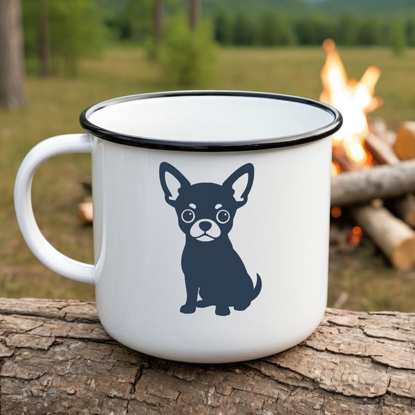 A small dog breed illustration with clean lines and minimal details.