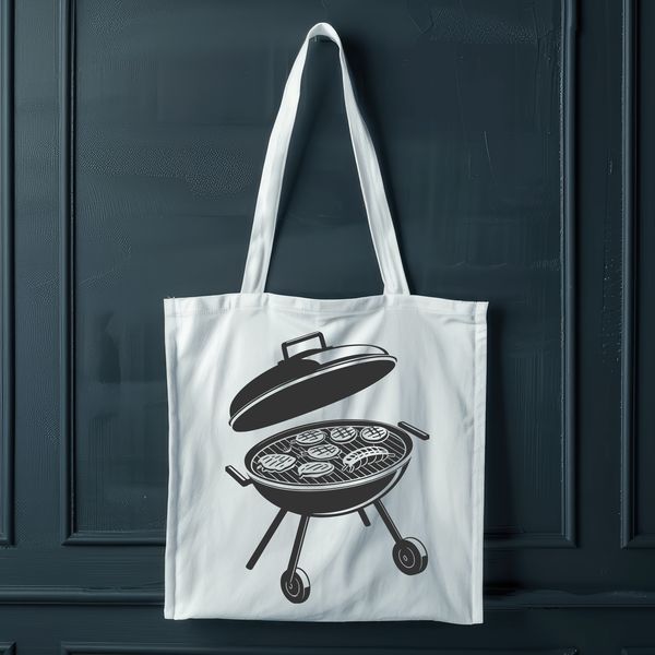 Sizzling BBQ Illustration for Design A digital illustration of a BBQ grill with sizzling food, perfect for vector design and cutting machine projects.