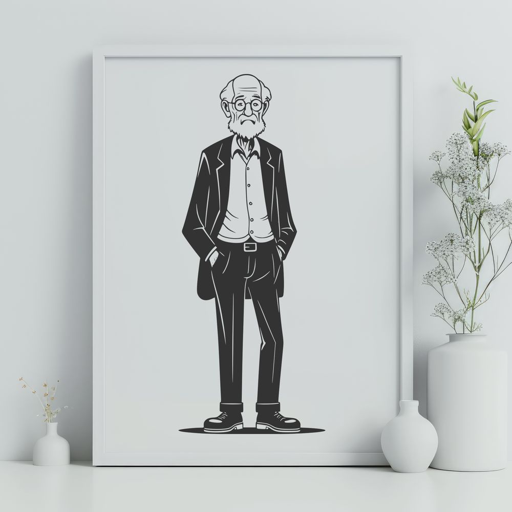 Iconic Male Character Design A male figure depicted in simple, iconic style, suitable for vector art and design.
