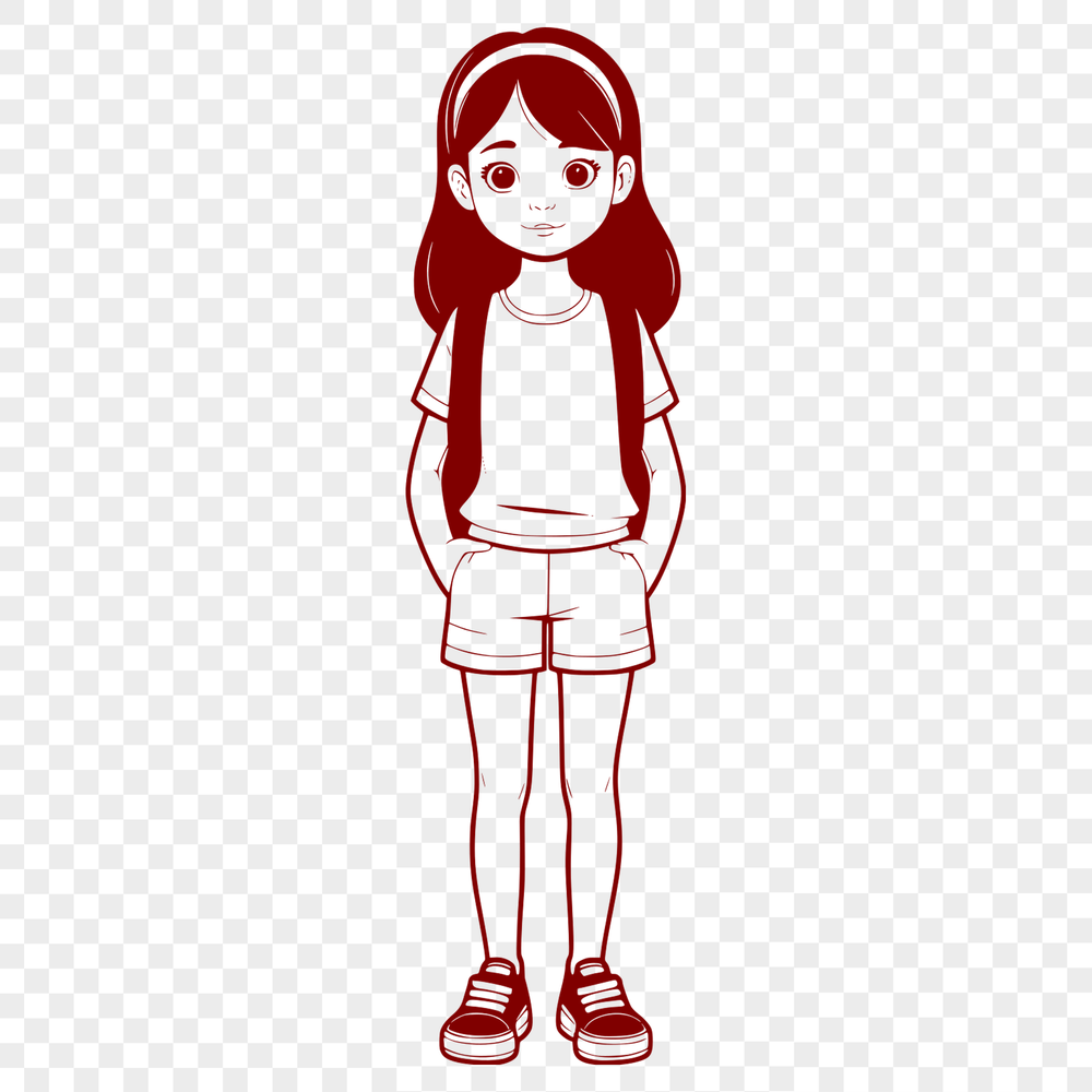 Digital Girl Illustration in Vector Format A digital representation of a child created using scalable graphics technology.