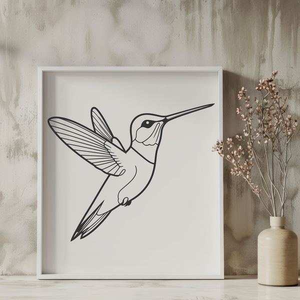 Colorful Bird in Flight Vector Art A vector illustration of a hummingbird in flight, designed with precision and detail.