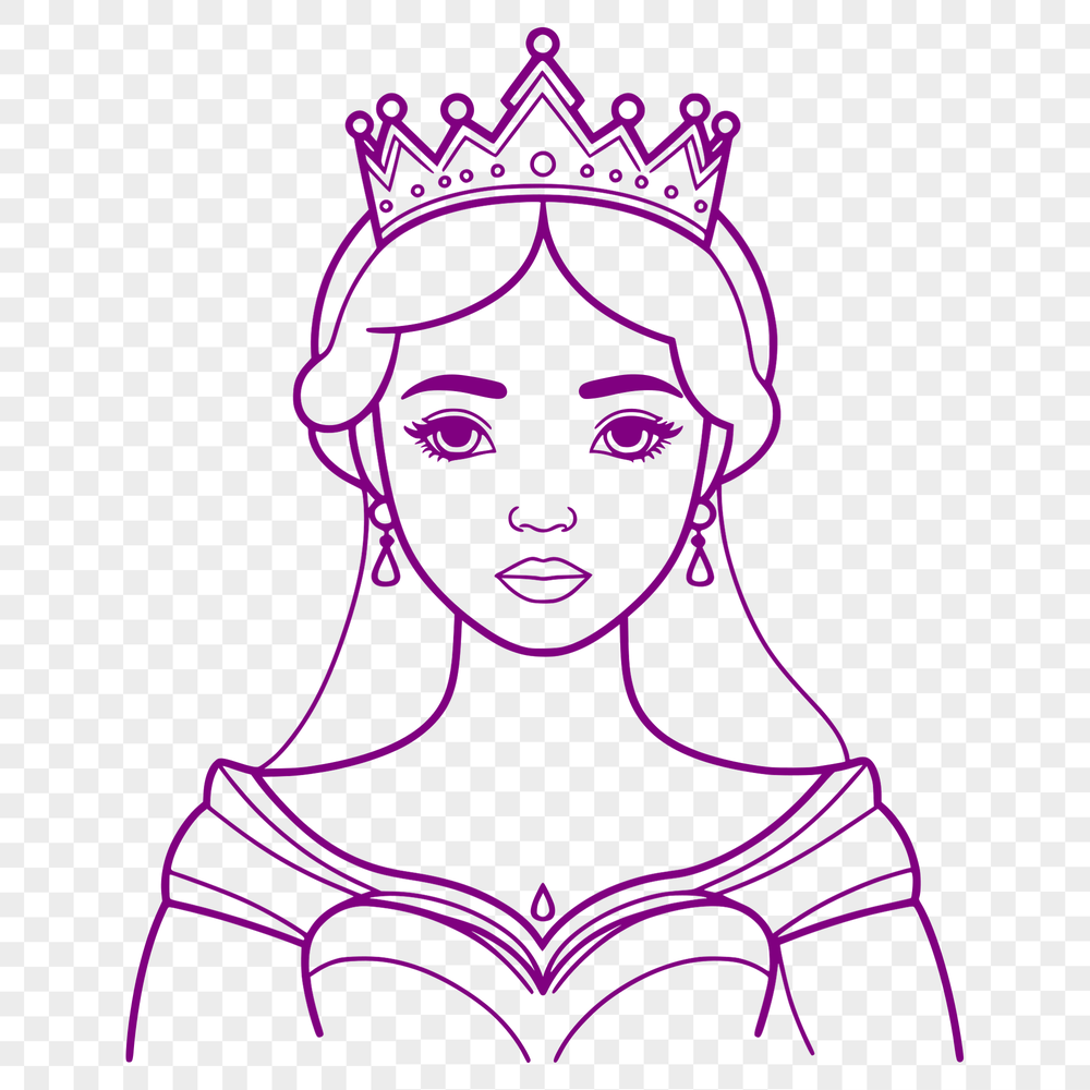 Regal Girl in Elegant Dress A young female character in a regal dress, suitable for vector art design.