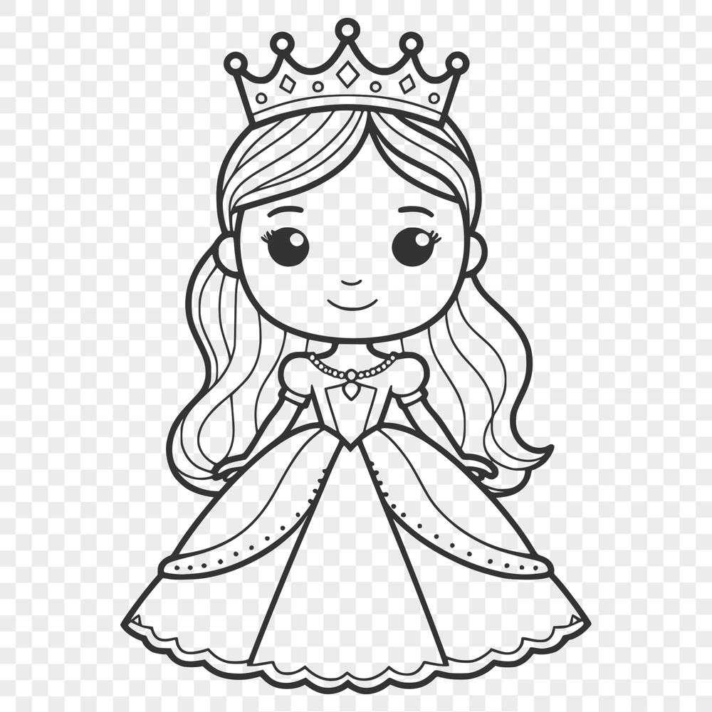 An SVG vector graphic design featuring a girl dressed as royalty.