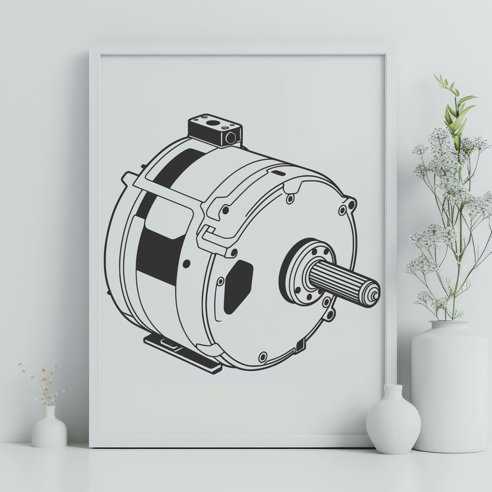 Mechanical Marvel Design SVG design of a motor featuring precise mechanical parts and industrial elements.