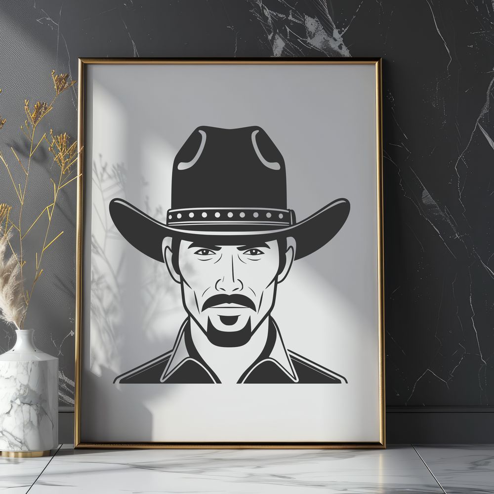 Vector Cowboy Silhouette A cowboy silhouette in vector format, ideal for cutting machines or laser engraving.
