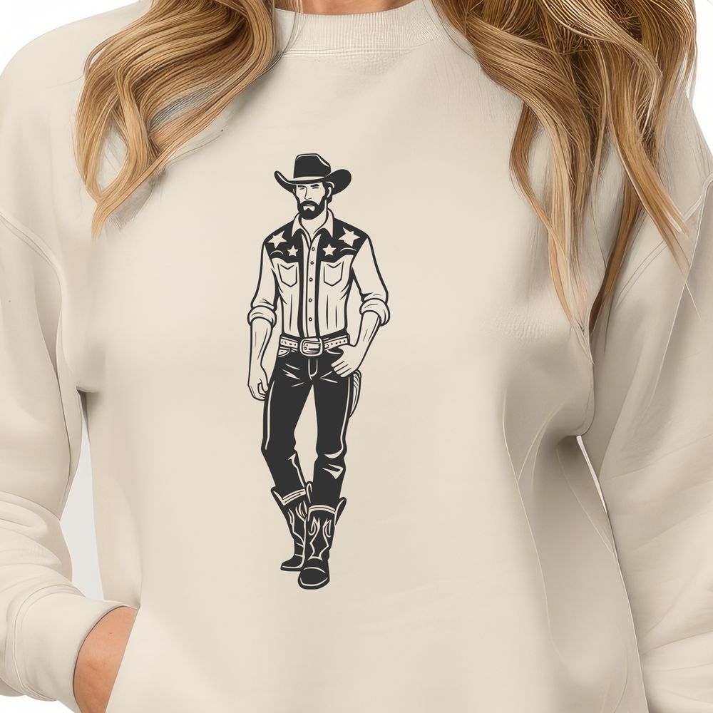 Bold Outline Cowboy Illustration A digital illustration of a cowboy in bold outline style, suitable for commercial or personal projects.