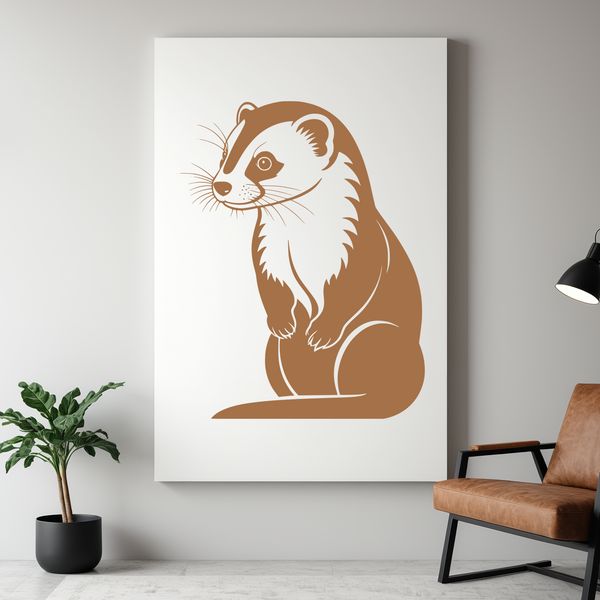 A high-quality SVG illustration of a cute ferret in silhouette.