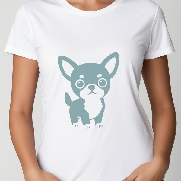 An illustration of a Chihuahua in outline form.