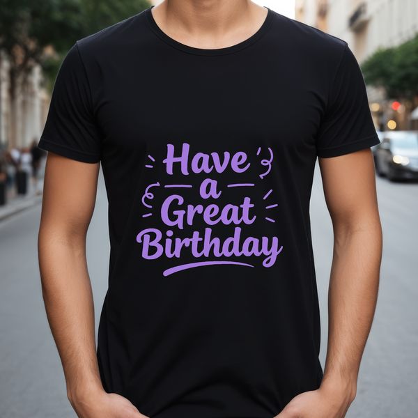 SVG graphic of a Happy Birthday message with modern typography and clean design elements.