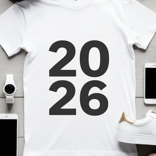 Illustrative digital graphic of a New Year's theme with decorative quotes and clock striking midnight in 2026.