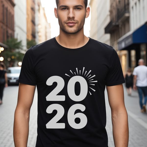 A minimalist vector design featuring bold quotes and numbers 2026, representing the new year.