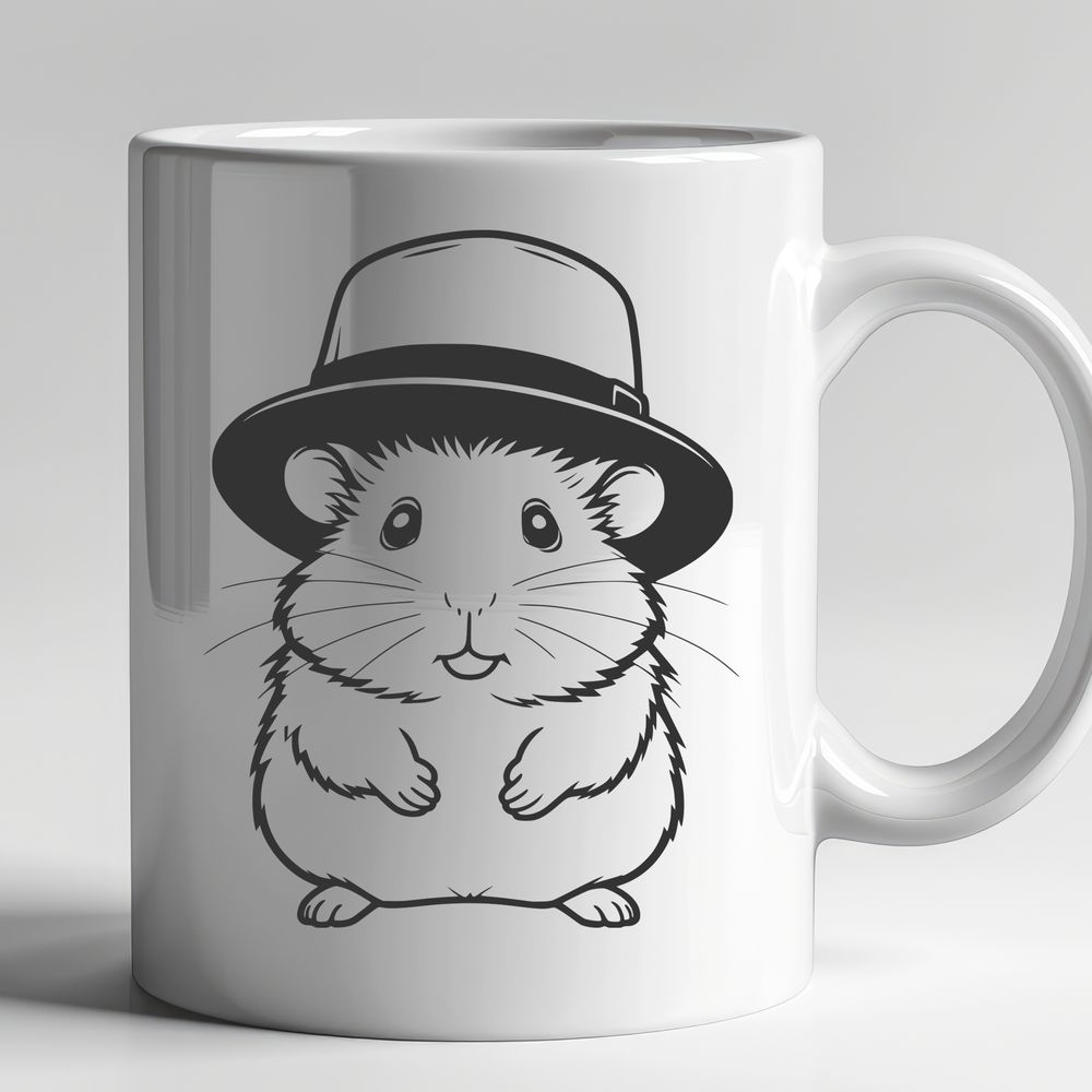 Cute Cartoon Hamster in a Hat A cartoon illustration of a hamster wearing a hat, suitable for vector graphics.