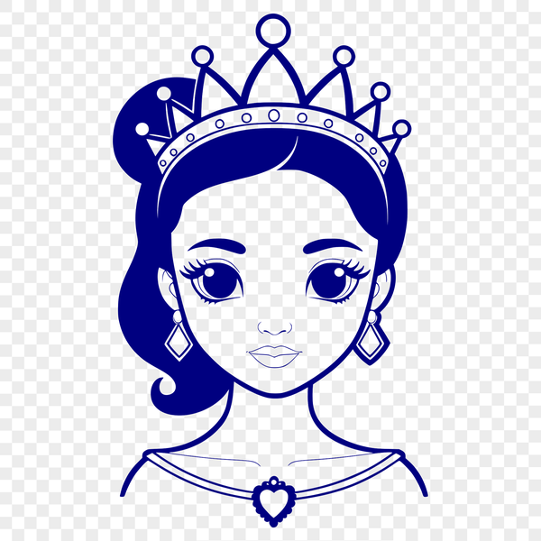 Illustration of a girl royalty figure in a digital design format suitable for cutting machines.