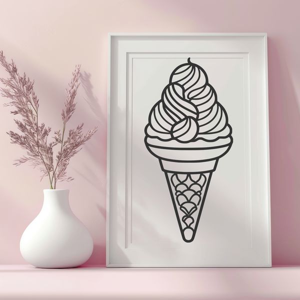 Sweet Treat Vector Design SVG Image A colorful illustration of an ice cream cone with scoops and toppings, suitable for vector design projects.