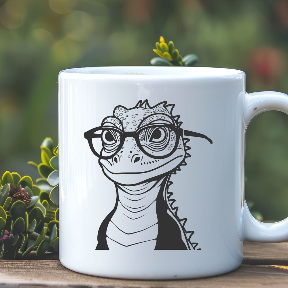 Funny Lizard Character in Vector Format A cartoon lizard character wearing glasses, depicted in vector format.
