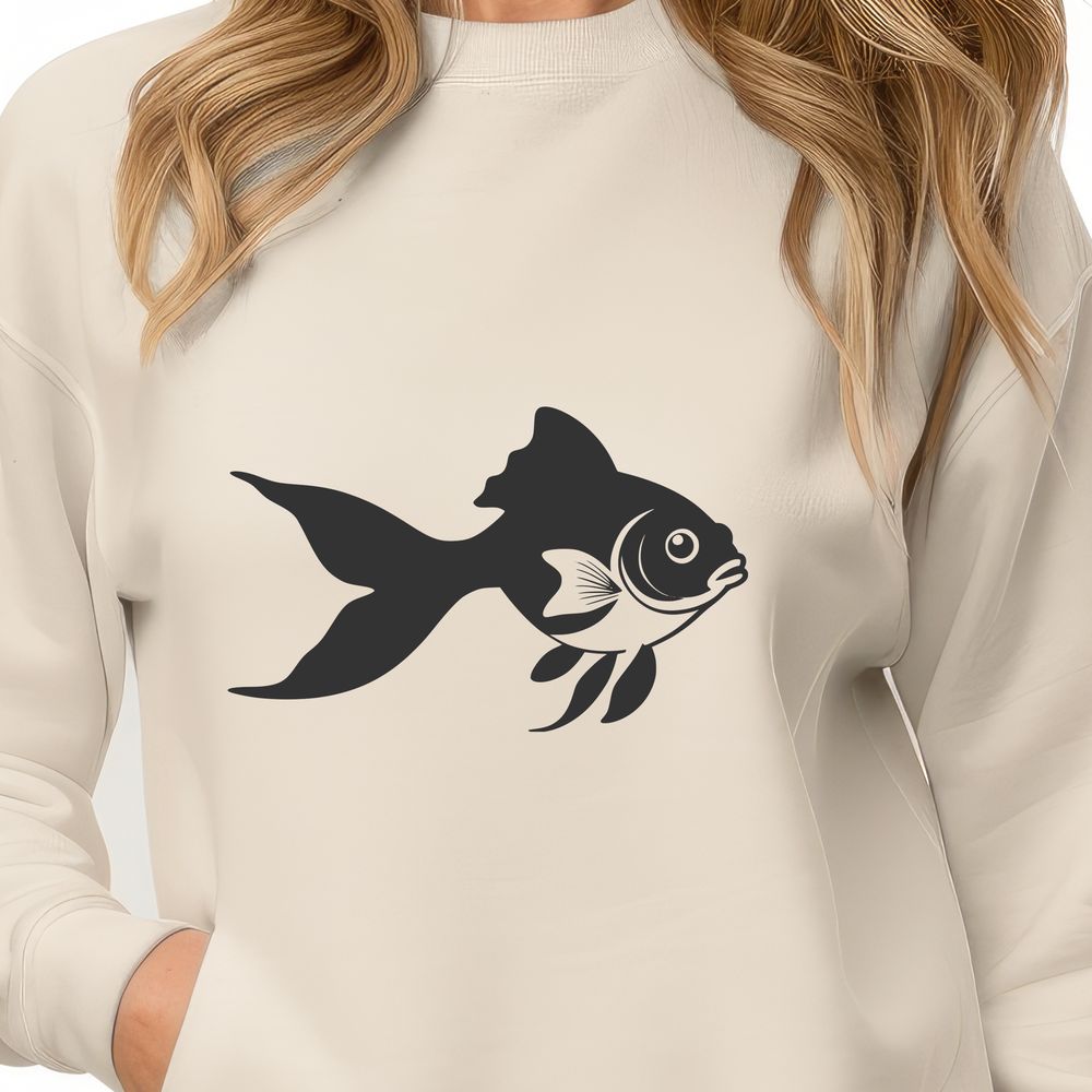 Swimming Cartoon Goldfish Design A cartoon goldfish swimming in the water, suitable for crafting and design projects.