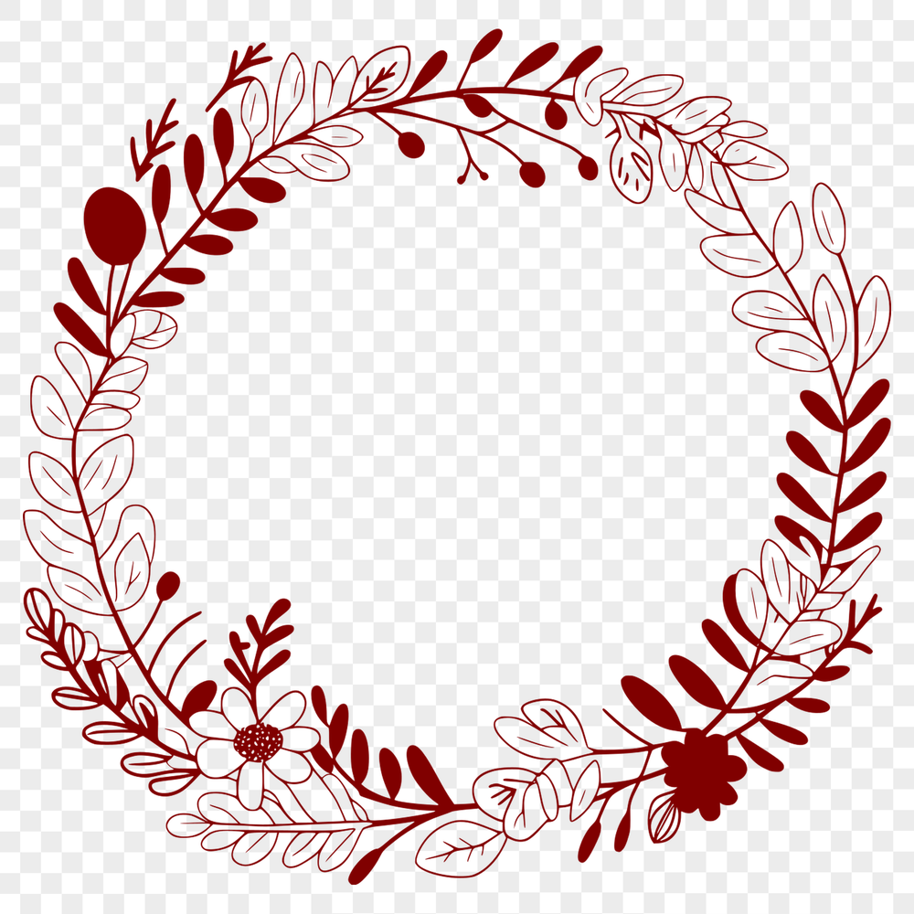 Editable Vector Art Template SVG A detailed floral wreath design created as an editable vector art template.
