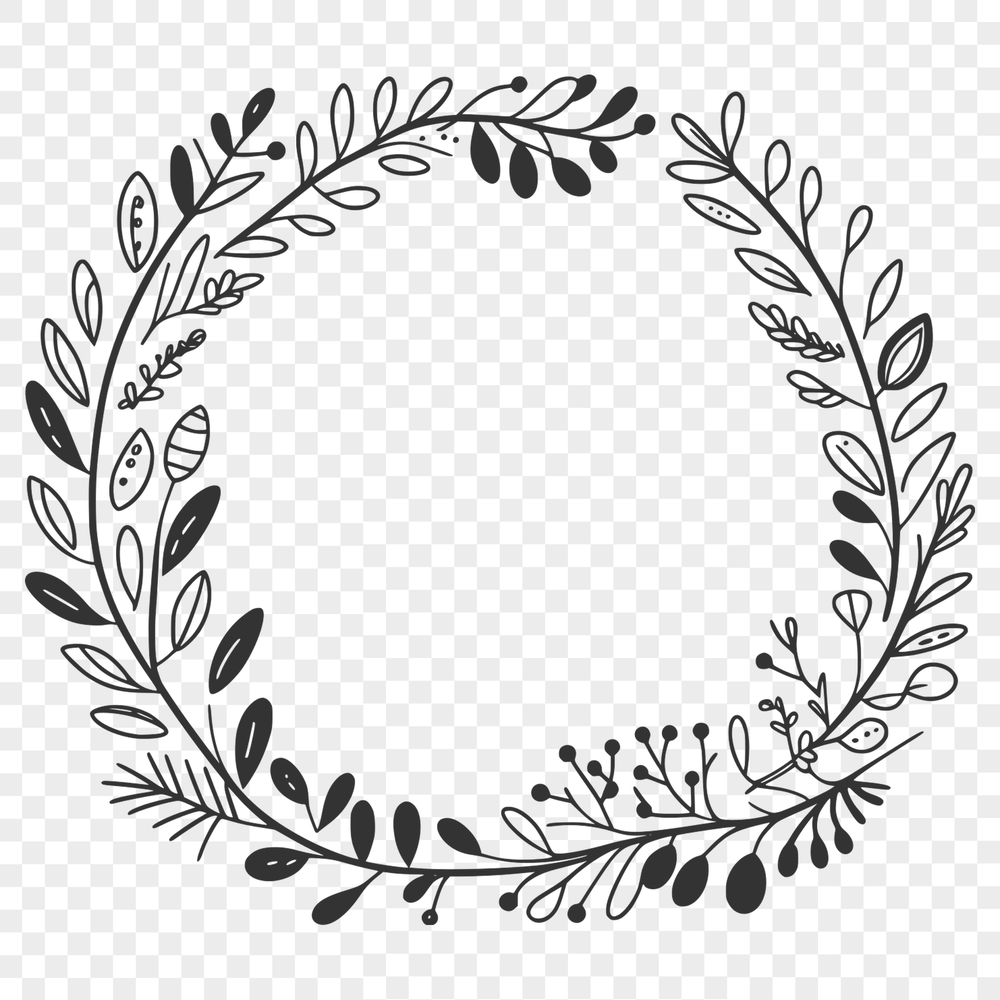 Hand-Drawn SVG Floral Wreaths A hand-drawn floral wreath design created using vector graphics.