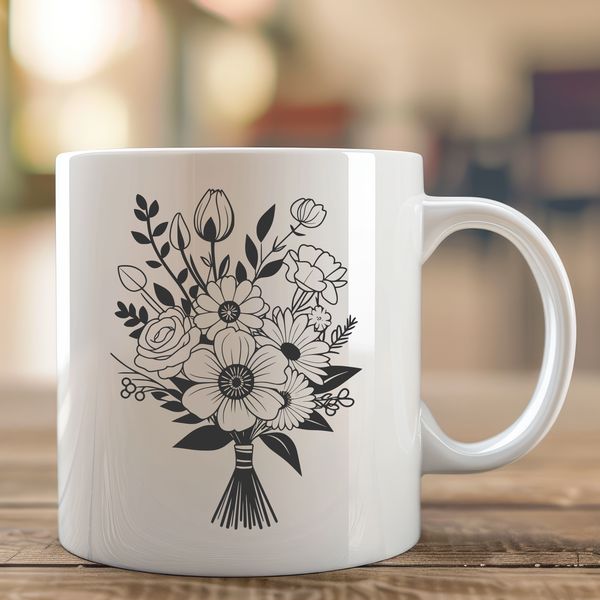 Decorative Flower Vase Design A colorful bouquet of flowers arranged in a decorative vase, suitable for various occasions.
